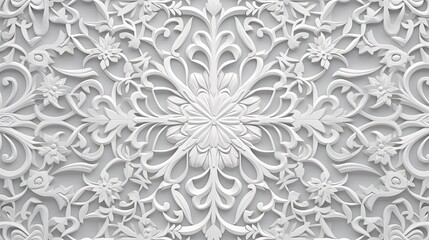 a white and clear geometric background, in the style of orientalist imagery, matte background, limited color range, floral motifs, simplistic vector art, carving