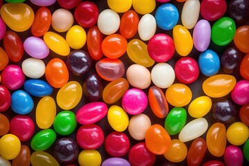 Fototapeta na wymiar Multicolored candies in full frame perspective