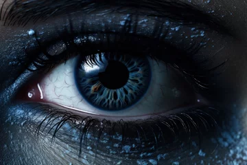 Fototapeten Mysterious eye emerges from dark © The Big L