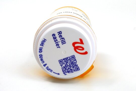 Walgreens Pharmacy brand pill bottle of prescription pills for healthcare.
