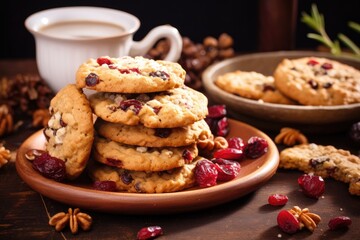 Oatmeal cookies with homemade cranberries and nuts