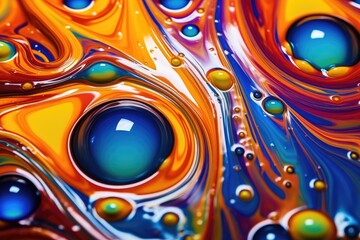 Oil droplets in water create a colorful psychedelic abstract background