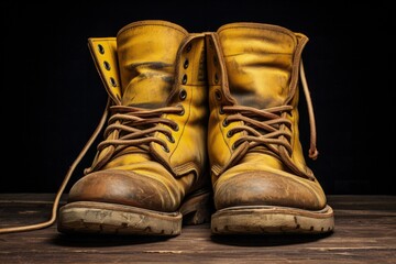 Old yellow working boots that bring back memories