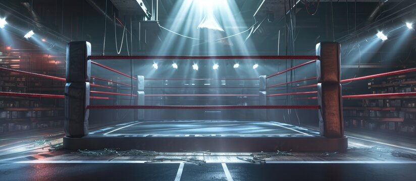 Gym's boxing arena prepares for action.