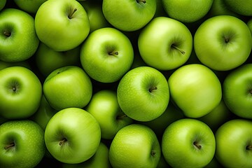 Organic green apple in a collection of fresh healthy produce