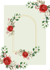 White green and red vector realistic golden luxury invitation with flora and flower