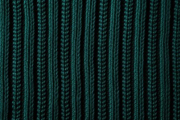 Pigtails and stripes on dark green knitted fabric texture