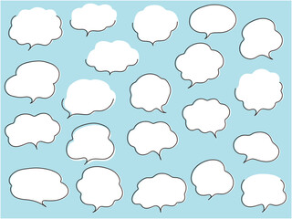 ゆるい吹き出しのベクターイラストセット。　ふきだし、フレーム	