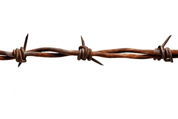 Rusty barbed wire isolated on white background