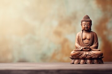 Buddha statue on paper background for meditation Space for copy