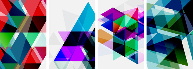 Colorful bright triangles with various colors and transparencies. Vector illustration For Wallpaper, Banner, Background, Card, Book Illustration, landing page