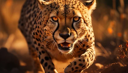 Foto op Aluminium Majestic cheetah walking in the African wilderness generated by AI © Jemastock
