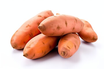 White background with sweet potato isolated