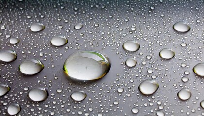 Drops of water at the grey background.