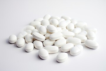 White pills against a white backdrop