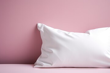 White pillow against gray pink backdrop Pillow against gray background