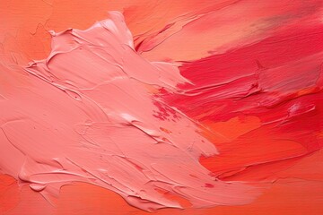 Fototapeta premium Abstract strokes and smudges of multi colored red blush isolated on coral background