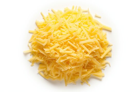 Top view of isolated white background with grated cheese