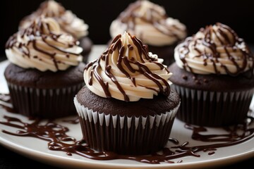 Cupcakes made of chocolate