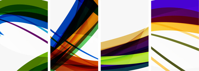 Colorful wave lines poster set for wallpaper, business card, cover, poster, banner, brochure, header, website