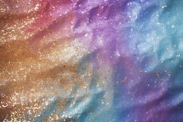 Fototapeta premium Glittering glitter on a background of various colors including rose gold blue purple gold green silver and red