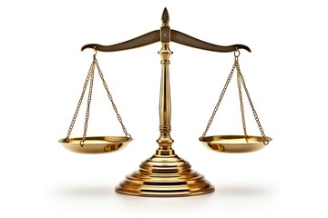 Gold justice scales isolated on white with clipping path