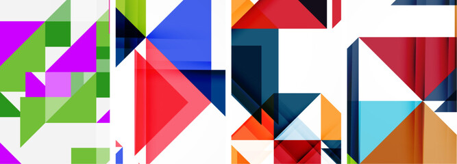 Set of abstract random triangle composition backgrounds. Vector illustration for for wallpaper, business card, cover, poster, banner, brochure, header, website