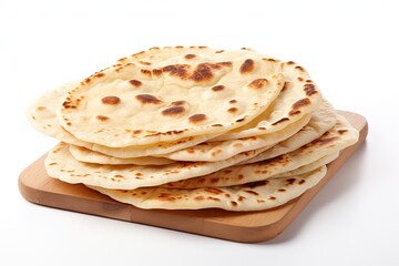Arab flatbreads separated against white backdrop