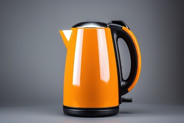 Gray background with an electric kettle