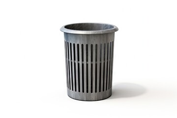 Gray bin on white surface