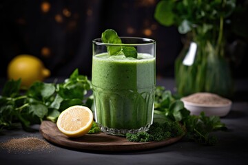 Fototapeta premium Green smoothie in a glass