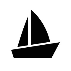 Black and white sailing ship, yacht icon, sailboat icon  vector in flat trendy style illustration isolated on white background.