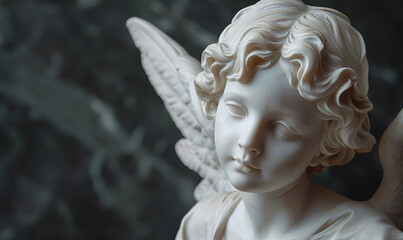 angel statue made out of marble with calm, Generative AI  - obrazy, fototapety, plakaty