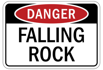 Falling material warning sign and labels falling rosk