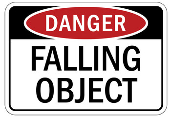 Falling material warning sign and labels