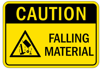 Falling material warning sign and labels