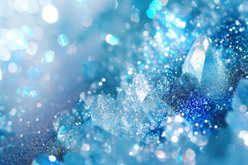 キラキラ グリッター ジュエリー クリスタル ラメ 青色 水色 夏 氷 背景 テクスチャ, Generative AI