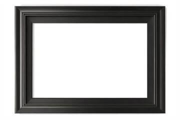 Lienzo en blanco vacío con marco decorativo negro sobre una maqueta de fondo blanco.