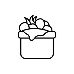 Food basket outline icons, minimalist vector illustration ,simple transparent graphic element .Isolated on white background