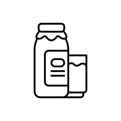 Milk bottle outline icons, minimalist vector illustration ,simple transparent graphic element .Isolated on white background
