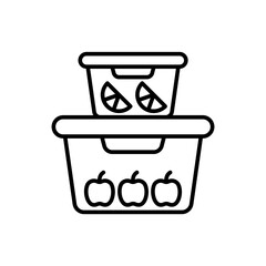 Fruit box outline icons, minimalist vector illustration ,simple transparent graphic element .Isolated on white background