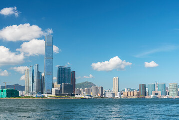 Fototapeta na wymiar Skyline of Victoria harbor of Hong Kong city