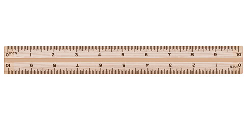 Realistic Horizontal Ruler Icon Isolated On White Background, Measuring Scale Vector Illustration.