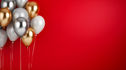 Party balloons, birthday decoration background, anniversary, wedding, holiday with space for text