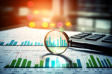 magnifying glass on chart for business concept