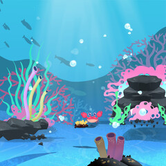 underwater scene with fishes