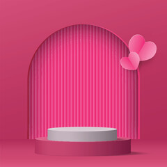 3d valentine podium scene for product display or placement. Vector