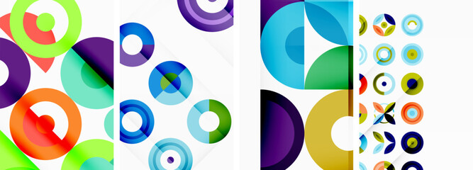 Circles and rings geometric backgrounds. Posters for wallpaper, business card, cover, poster, banner, brochure, header, website
