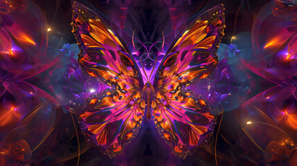 Glowing butterfly on an abstract background.