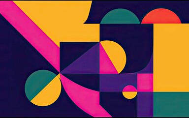 Vibrant colors with abstract geometric shapes with Generative AI.